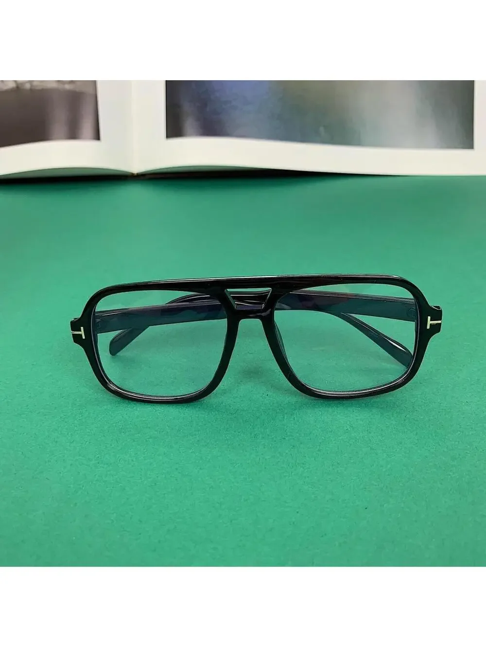 Vintage 90s style Black square frame glasses with clear 55mm lens. Unisex
